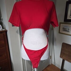 Red Cut-Out Swimsuit